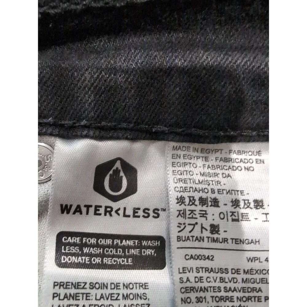 LEVI'S 514 DENIM JEANS MENS 38X32 DARK WASH BLACK STRAIGHT STRETCH EUC